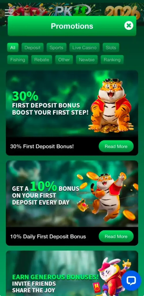 PK11 Game Promotions Page
