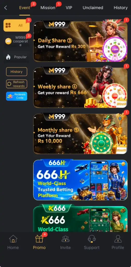 M999 Game Promotions Page